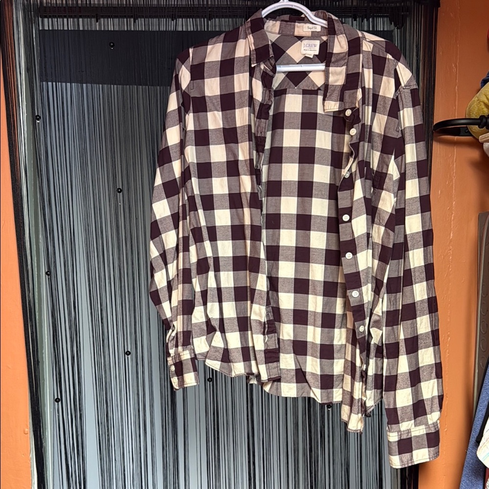 J.Crew Checkered Shirt in Brown and Cream